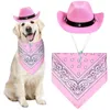 Odzież dla psa zima impreza domowa hat akcesoria zachodnie kowboj, regulowany trójkąt szalik uroczy różowe zapasy ubieraj się do kołnierza poślizgowego