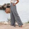 Pantalon féminin Robe taille haute la taille haute de taille haute avec des poches pour la mode de plage décontractée à la mode respirante