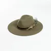 Berets Famous Designer Wool Fedoras With Feather Brim Panama Hat For Men Women Winter Black Army Green Party Performance