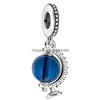 Charms Blue Blue Starry Sky Series pingente adequado para o original rosa de ouro rosa folha de contas ocas de charme acessórios de pulseira feminina dhbih