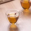 Mokken warmte-resistente creatieve creatieve dubbele wandglas hartvorm mok transparante melk theesap koffie water beker thuisdranken