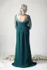 Vintage moeder van de bruid jurken lange mouwen lange mouwen kanten appliqued kralen chiffon avondjurken vloer lengte plus size bruiloft gasten jurk