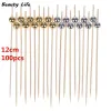 100pcs 12cm Fruit Snack Fork Bamboo Sticks Pearl Party Wedding Festival Supplies Wooden Toothpick Cocktail Food Skewer Picks