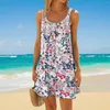 Vestidos casuais primavera verão verão elegante girassol estampo solar vestido feminino férias na praia