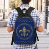 Rucksack personalisierte Fleur-de-Lys Gold und Royal Blue Rucksacks Frauen Männer Buchbag für College School Fleur de Lis Lily Blumenbeutel