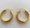 Boucles d'oreilles de cerceau 18k Jaune Femmes AU750 Round