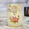 Ceramic Toothpick Container Decorative Vintage Toothpick Holder Dispenser with Flower Pattern for Dining Table, Living Room