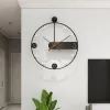 Reloj de pared minimalista Modern Creative Silent Stiving Restaurant Decoración de la pared de la oficina Relojes decorativos negros con cristal