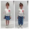 Fall Kids Princess Skirt Cloths Sets Sweet 2021 Girls Love Heart BordedFits Crianças Crianças Swetershirt Printed6709720