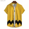 Mäns casual skjortor mode gul överdimensionerad hawaiian herr sociala skjorta kamisor casuais sommarkläder 3d tryckt kortärmad topp yq240409