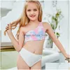 One-pièces enfants Été Wading Sports natation Spring Split Swimsuit Two-Piece Color Printing Leisure Bikini Girl Drop Livrot Dhwrz