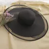 HT2504 Sun Hat Summer Antiuv Lady Wide Brim Women Solid Plain Floppy Straw Hats For Female Mesh Beach HAT240409