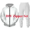 Funny DIY Custom Clothing Fashion 3D Print Tracksuit Men Women HoodieZipper HoodiePantsSet Personality Couple Sportswear Suit 240329