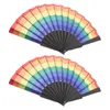 Decoratieve beeldjes 2 stks vouwen handventilator regenboogstijl festival plastic handheld