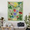 Taquestres de cogumelo Butterfly Tapestry parede pendurada em flor botânica Fruta Kawaii Decor Boho Home Pano