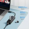 Hubs Phixero 2,5 г USB Hub Adapter Adapter 2500 Мбит / с USB RJ45 Typec до 2,5 Гигабитного адаптера расширителя для ноутбука для ноутбука.