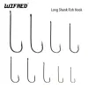 Wifreo 100PCS Aberdeen Long Shank Fish Hook Saltwater Fresh Water Fishing Hooks Sabiki Rig Streamer Fly Hook Size 16 to 2/0 3/0