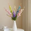 Flores decorativas 8pcs Flor artificial 2-Fork Long Hyacinth Delphinium Wedding Decor Road Leads Floral Living Room Home Violet de seda