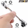 STONEGO Mini Double-headed Ratchet Wrench 1/4 Inch Socket Screwdriver Head Quickly Releases The Ratchet Wrench