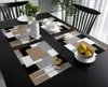 Table Mats Brown Black Grey Abstract Art Placemat For Dining Tableware Kitchen Dish Mat Pad 4/6pcs Home Decoration