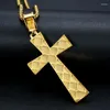 Pendant Necklaces Hip Hop Bling Iced Out Gold Color Stainless Steel Knights Templar Cross Pendants For Men Rapper Jewelry Drop