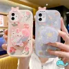 3D Yay Knot Little Monster Lens Kılıfı İPhone 15 14 Pro Max 11 13 12 Pro Çiçek Bilezik Zinciri Hplder Yumuşak Temiz TPU Kapağı