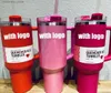 Tazas de EE. UU. Edición limitada Mus H2.0 Invierno Pink Cosmo Parada Flamino Valentín Día IFT 40OZ Taret Red Cups Red Tumblers Botellas de agua 0111 L49