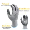 NMSafety High Quality 12 Pairs Work Gloves With PU Rubber Palm Coating Safety Protective Glove EN 388 Certificated.