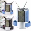 Mesh Pen Pencil Holder With Digital LCD Office Desk Alarm Clock med Time Temp Calendar Function