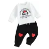 Baby Baby Boy Valentine S Day Outfit Mama is mijn Valentijnskleding Afdrukt Shirts Crewneck Sweatshirt Jogger Pants