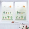 Pegatinas de ventana Cactus en maceta Película personalizada en vidrio sin pegamento Palabas de privacidad manchada de la oficina de la oficina del baño decoración del hogar