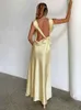 Abiti casual Nidanssi Spotosamera in raso Abito da sera senza schienale Donne 2024 Elegante BodyCon sexy Maxi Long Summer Vestidos