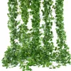 Decoratieve bloemen 2.2 m groene zijden kunstmatige hangende klimop bladg slinger planten wijnstok druivenbladeren 1 stks huis badkamer decoratie tuin feest