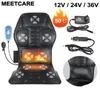 122436V Electric Car Seat Massage Cushion Homeuse Värme Massage Cervical Neck Back Hips Ben Hushållens stol Massager Pu Leath5433167