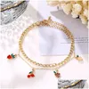 Cavigliere bohemian vintage a catena dorata Crystal Beach Anklet per donne a strati strati Cherry a ciondolo gioielli a ciondolo 2022 goccia consegna dhj8y