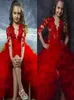 Modest Red 2K17 Flower Girls Dresses For Formal Jewel Illusion Applices Ruffles långa ärmar Hi Lo Girls Girls Pageant Dresses Fo6716153