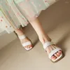 Sandaler Taoffen Casual Women's Summer One Word Belt Square Heel Roman Handmade Kvinna Öppen Toe Metal Buckle Strap Shoes