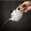 280 ml traditionelle Ru -Kiln -Keramik -Teekannen handgefertigt niedliche Katzenmuster Kessel Reise tragbarer Filter Tee Home Tee Set Getränkware
