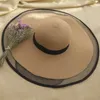 HT2504 Sun Hat Summer Antiuv Lady Wide Brim Women Solid Plain Floppy Straw Hats For Female Mesh Beach HAT240409