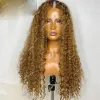 Ombre miel blonde rebond boucly v partie perruques mettant en évidence le marron non transformé 100% de poils humains curl coquette marron complet up