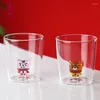 Бокалы для вина 3D Tiger Glass Cup Cup Cupsed Cups для паров молоко пиво