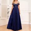 Casual Dresses Sequins Mesh Long For Women Sexy Off Shoulder Wedding Cocktail Party Dress Elegant Lady Formal Occasion Robe Femme