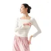 Portez du ballet de danse de ballet pour femmes coton blouse élégant adulte classical long / court entraînement à manches