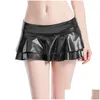 Jupes brillantes femmes pu cuir wetlook y Lady Girls Preeted Jirt Party Night Stage Dance Clubwear Pvc Metallic Miniskirts Drop Deved Dhhzw