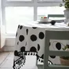 Table Cloth Cotton Linen Black And White Oval Polka Dots Tassel With Rectangular Kitchen Map Towel Tablecloth