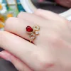 Cluster Rings Meibapj Natural Ruby/Tanzanite Gemstone Fashion Ring для женщин Реал 925 серебряного серебряного серебра.