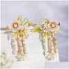 Clip per capelli Barrette 2pcs Flower Hairpins Chinese Ornament Pearl Bride Ornament Colof Fringe Vintage Tiaras Gioielli Delivery Delivery Delivery Hai Dhcit