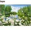 5d Quadratrunde Diamond Stickerei Green Forest Lake Daisses Landschaft Diy Diamond Malerei Cross Stitch Home Decor Diamond Mosaik