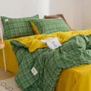 Ensembles de literie nordique minimaliste à la mode lavée coton à quatre pièces Couleur de lit de lit de lin de lin de linge