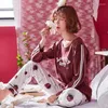 Maison vêtements femme pyjamas sets automne à manches longues pyjamas minces filles filles dessin animé imprimé mignon sommiers de Noël